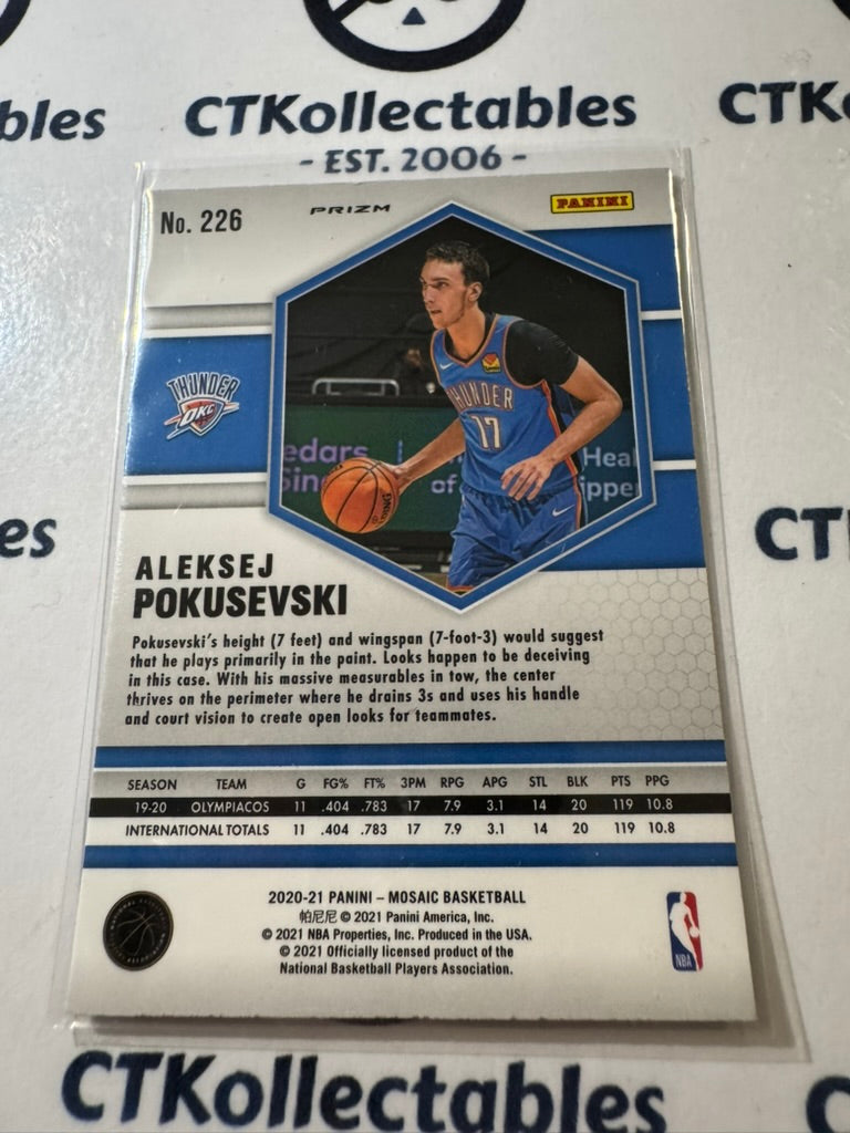 2020-21 Panini Nba Mosaic Aleksej Pokusevski Rookie Pink Prizm #226 Thunder
