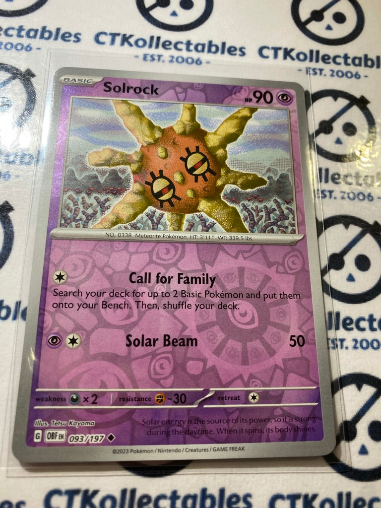 Solrock Reverse Holo #093/197 2023 Obsidian Flames Pokemon Card