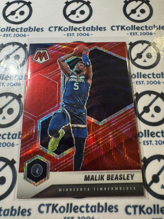 2020-21 NBA Panini Mosaic Malik Beasley Red Wave Prizm #162 Timberwolves