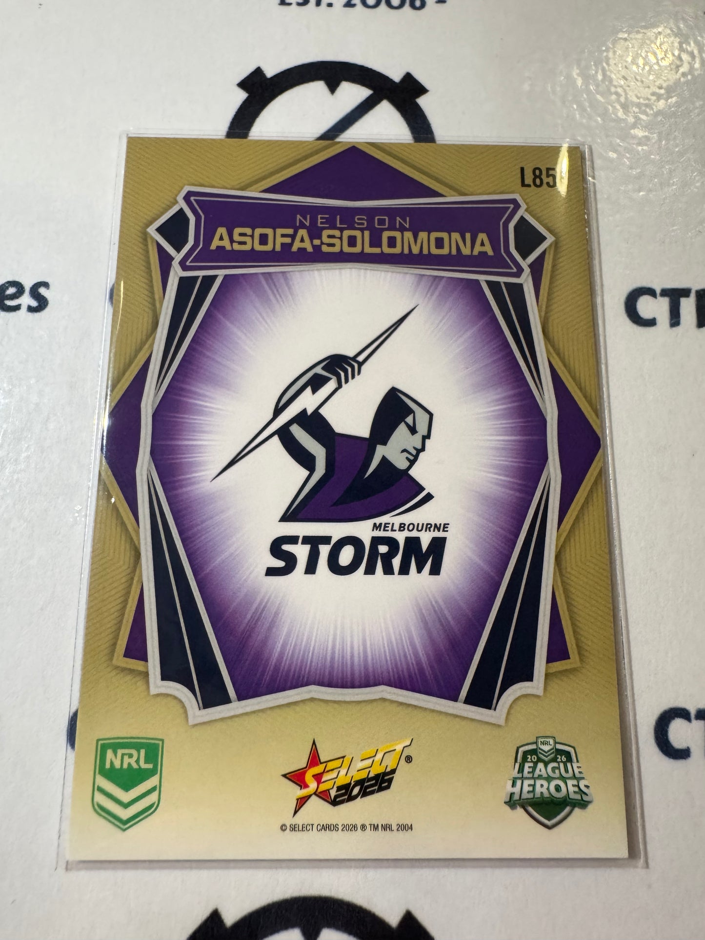 2026 Select NRL League Heroes Luminous Base #L85 Nelson Asofa-Solomona Storm