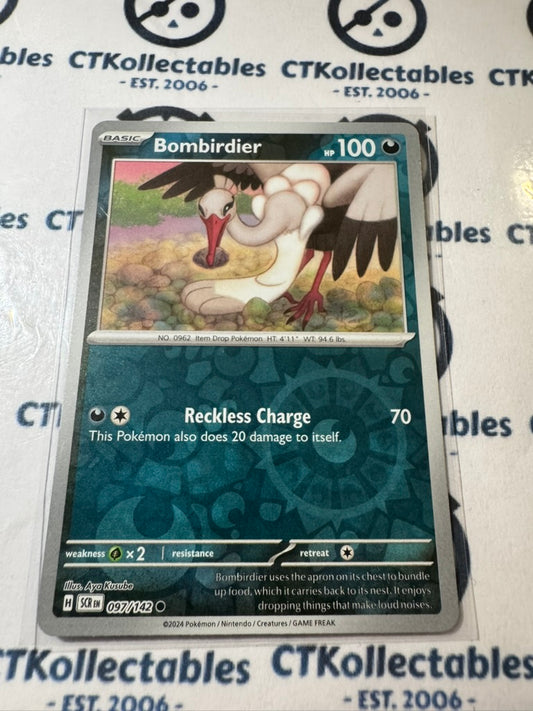 Bombirdier Reverse Holo #097/142 Stellar Crown Scarlet & Violet Pokemon