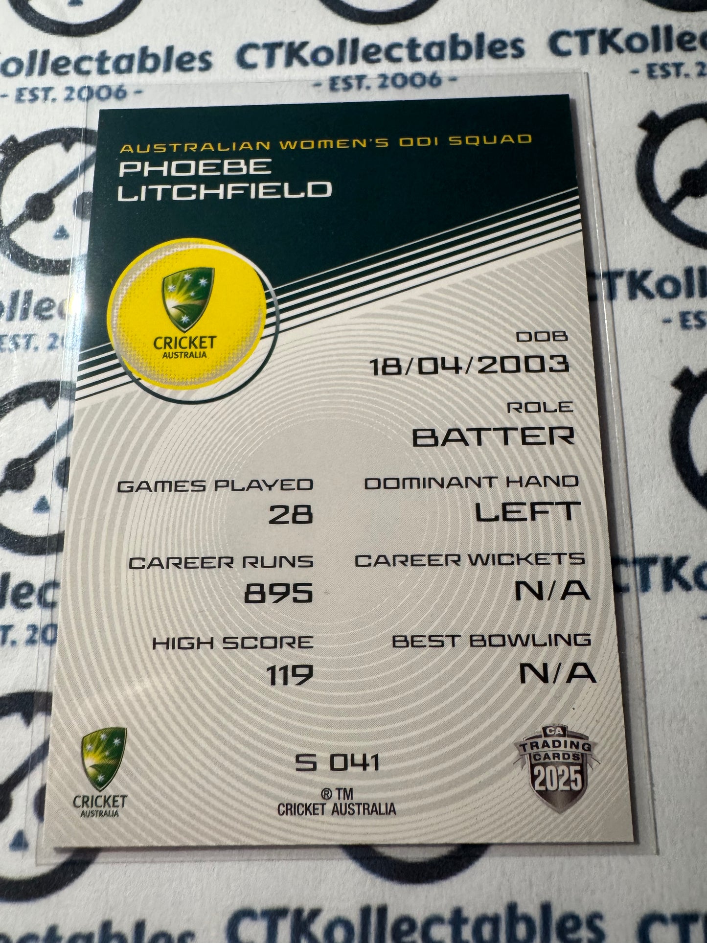 2025/26 CA Cricket Traders Phoebe Litchfield Silver Parallel #S041