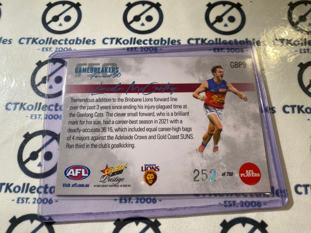 2022 AFL Footy Stars Prestige Game breakers Lincoln McCarthy #GBP9 #252/750