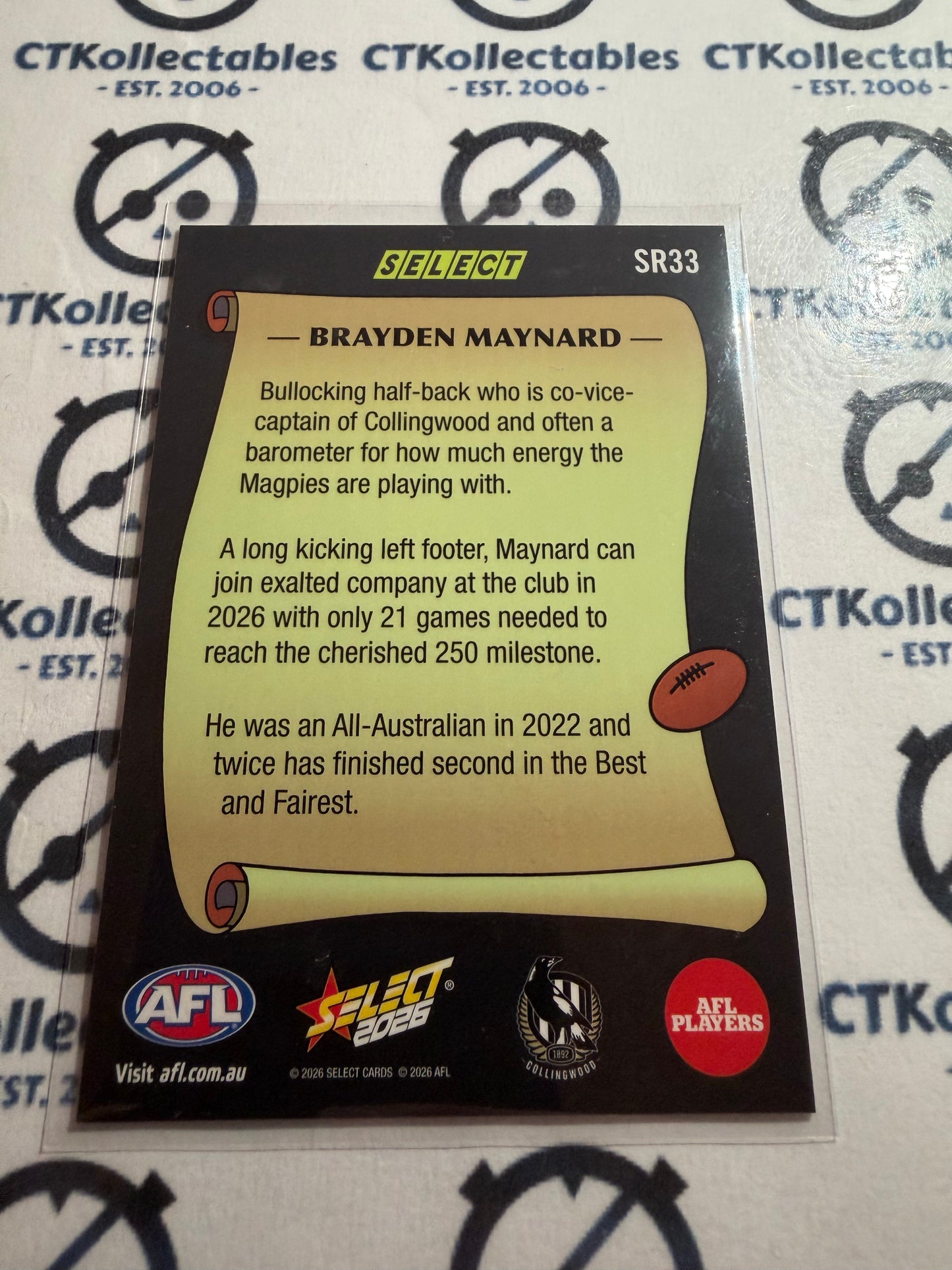 2026 Select AFL Footy Stars REWIND #SR33 Brayden Maynard Magpies