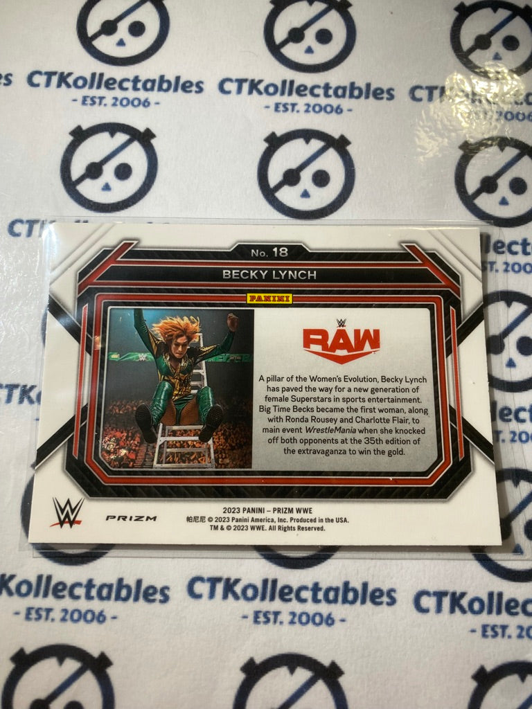 2023 WWE Panini Prizm Becky Lynch Cracked Ice Prizm #18 RAW