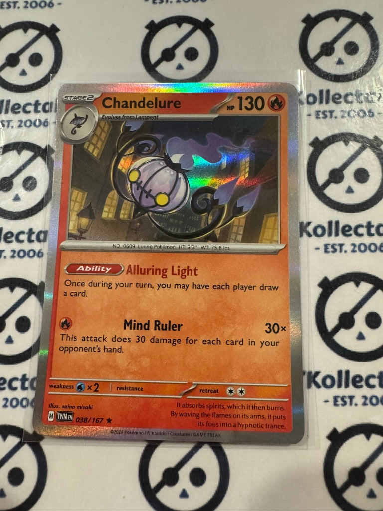 Chandelure Holo Rare #038/167 Twilight Masquerade Pokemon Card