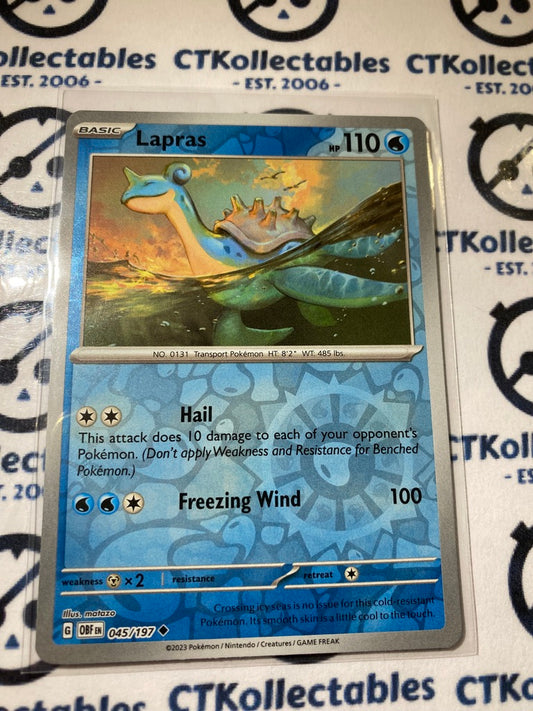 Lapras Reverse Holo #045/197 2023 Obsidian Flames Pokemon Card