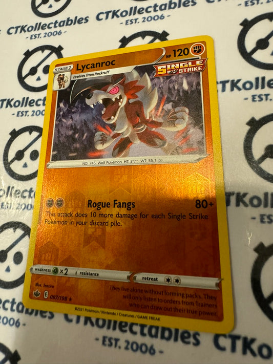 Lycanroc Reverse Holo #087/198 Pokemon Card Chilling Reign