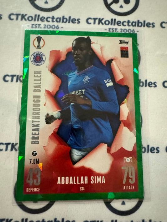 2023-24 TOPPS MATCH ATTAX Abdallah Sima Breakthrough Baller #234 Soccer Card