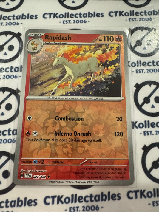 Rapidash Reverse Holo Scarlet & Violet Temporal Forces # 027/162 Pokemon