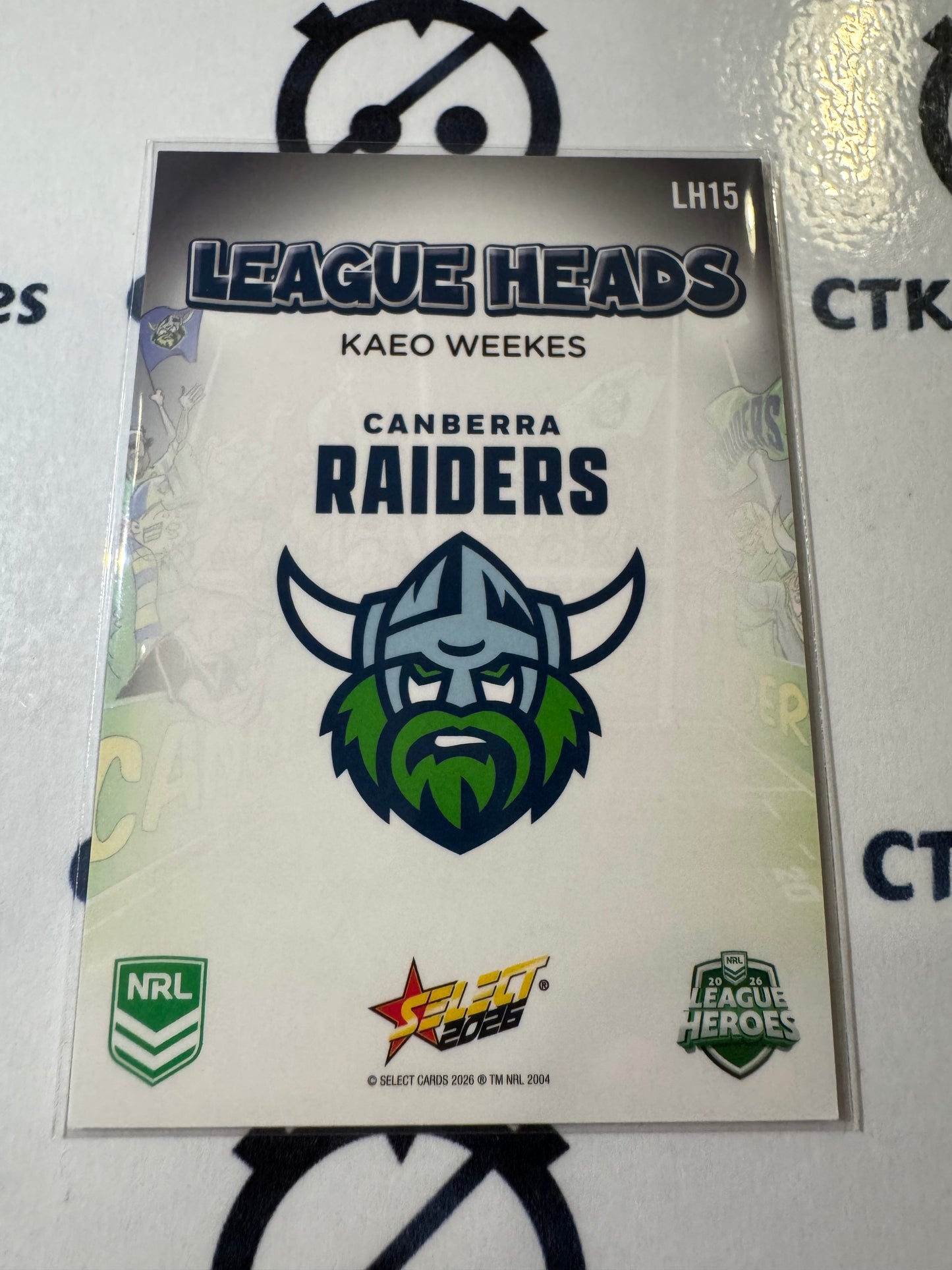 2026 Select NRL League Heroes League Heads #LH15 Kaeo Weekes Raiders