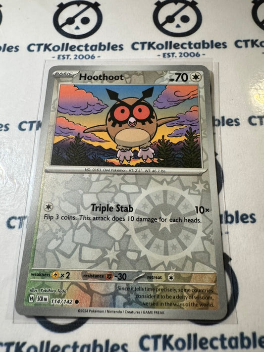 Hoothoot Reverse Holo #114/142 Stellar Crown Scarlet & Violet Pokemon