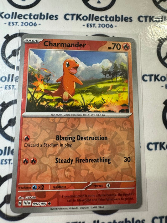 Charmander Reverse Holo #007/091 2024 Paldean Fates Pokemon Card