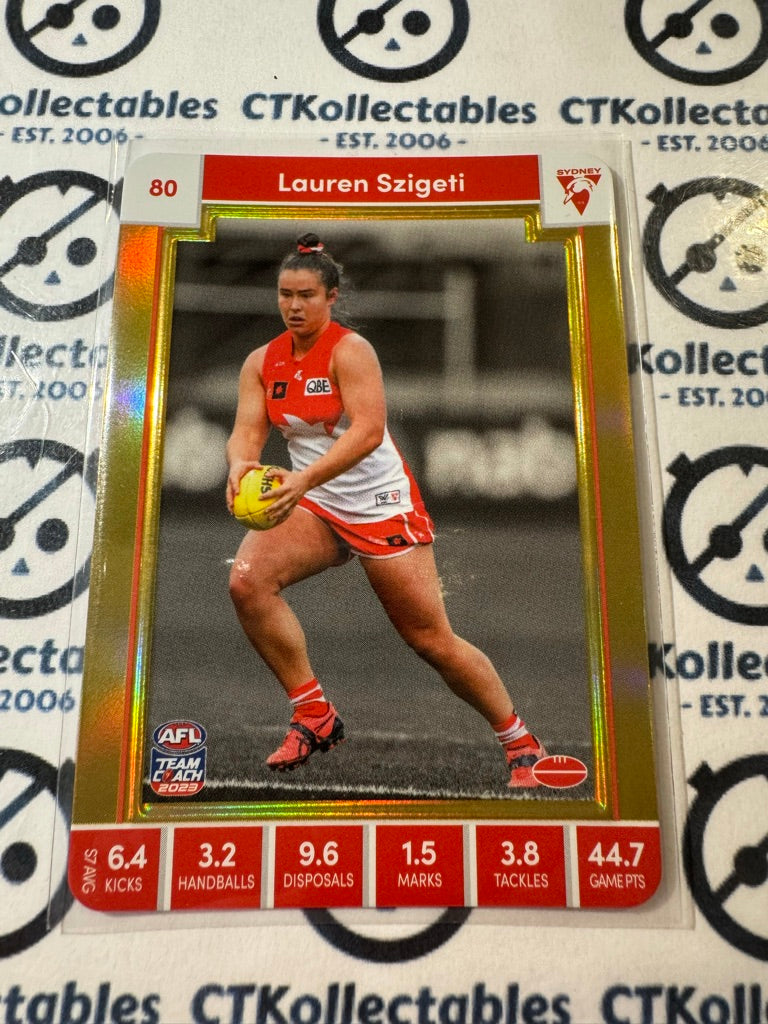 2023 AFLW Teamcoach Lauren Szigeti Gold #80 Swans