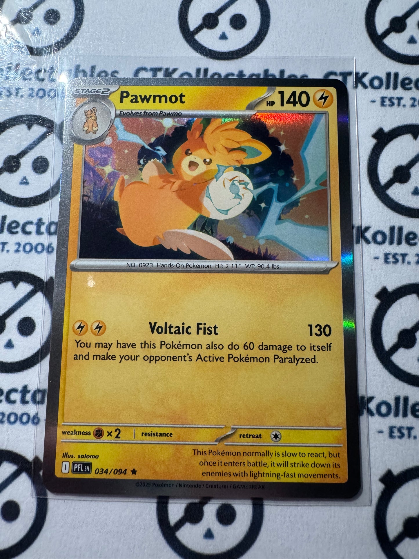 Pawmot Holo Rare #034/094 Phantasmal Flames Pokemon