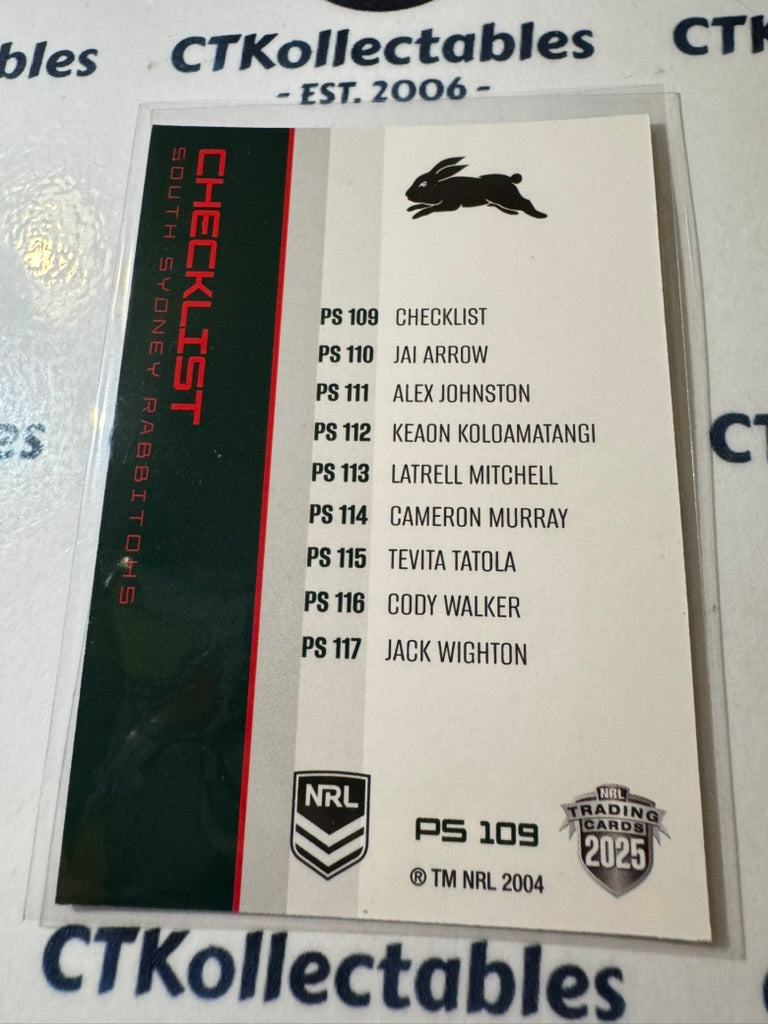 2025 NRL Traders Silver Parallel PS 109 South Sydney Rabbitohs checklist
