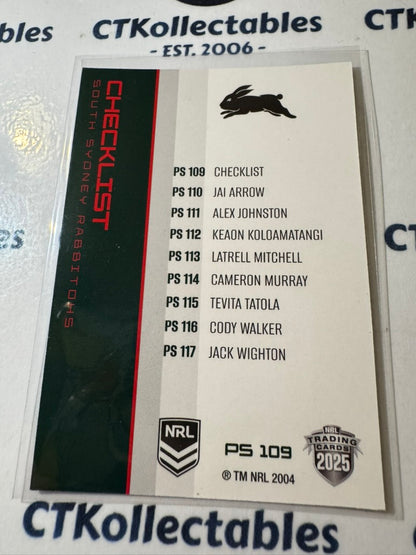 2025 NRL Traders Silver Parallel PS 109 South Sydney Rabbitohs checklist