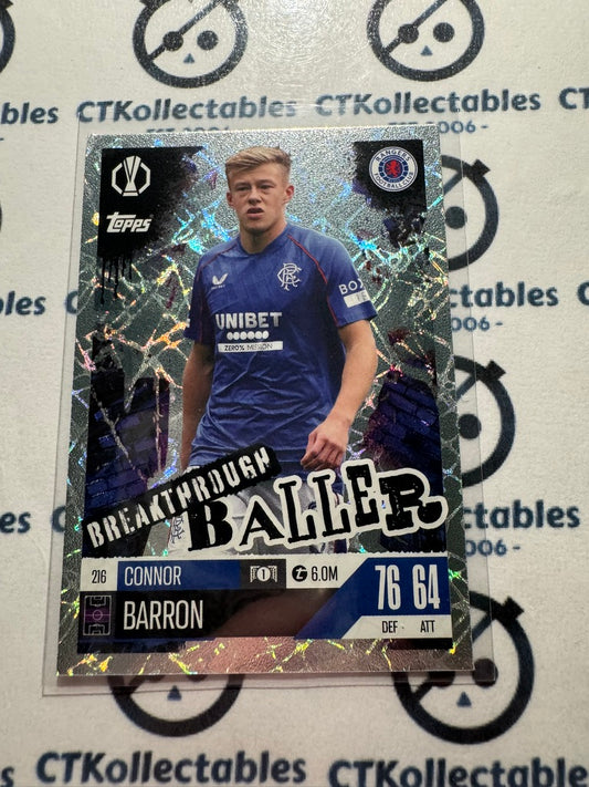 24/25 TOPPS MATCH ATTAX Connor Barron Breakthrough Baller #216