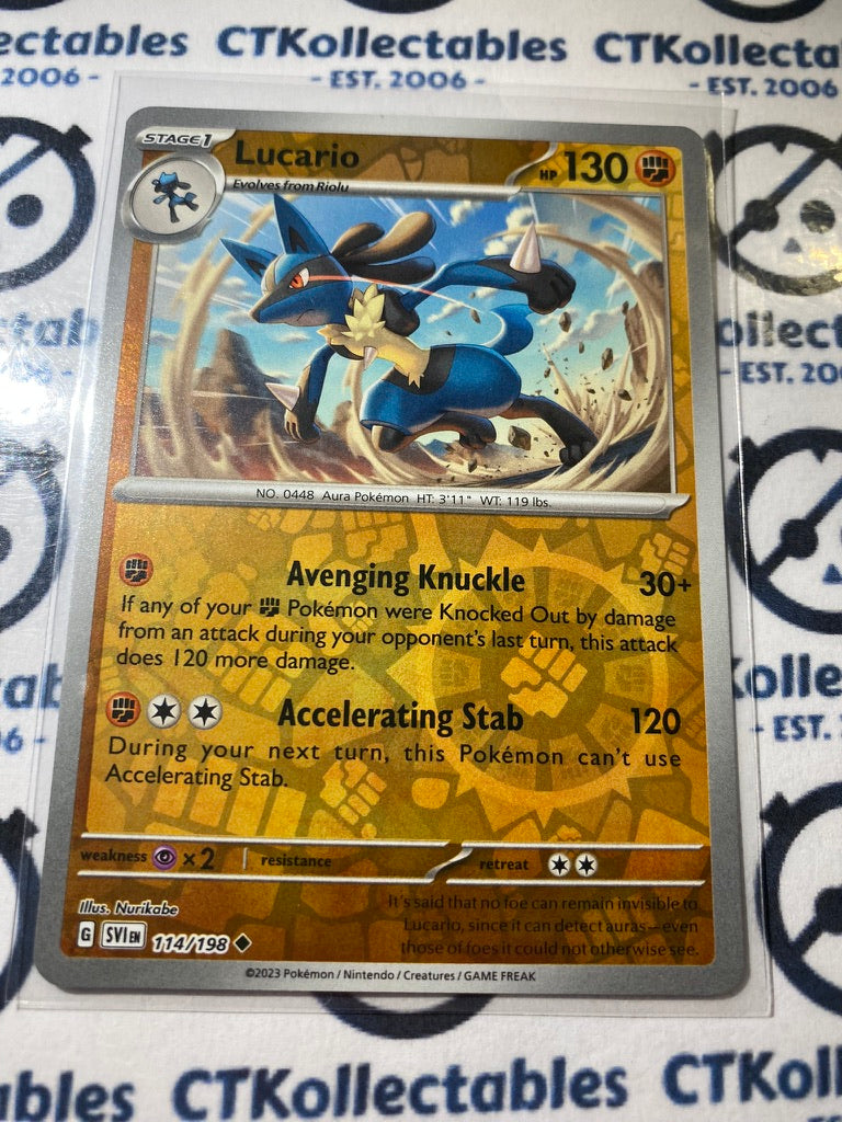 Lucario Reverse Holo #114/198 2023 Scarlet & Violet Pokémon TCG