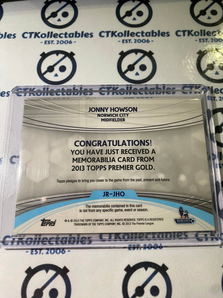 2013 Topps Premier Gold Jonny Howson Game used Jersey #JR-JHO