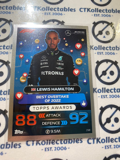 2023 Topps Turbo Attax F1 -Foil Lewis Hamilton (2022 Topps Awards) #298 Mercedes