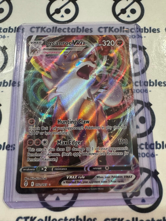 Lycanroc Vmax #092/203 Ultra Rare Pokémon Card Evolving Skies