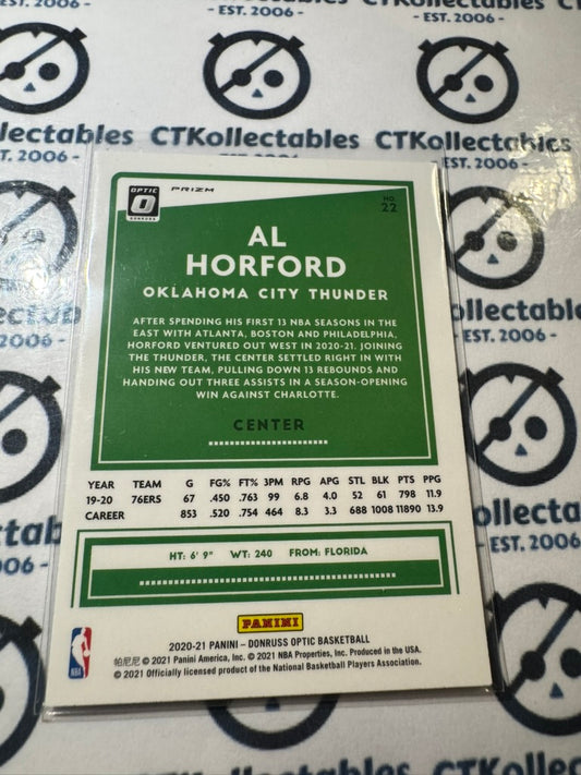2020-21 NBA Donruss Optic Al Horford Purple Shimmer Prizm #22 OKC