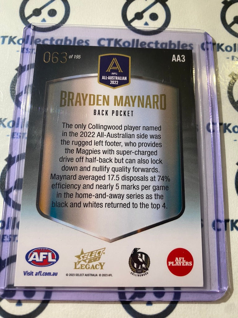 2023 AFL Legacy Brayden Maynard All Australian #063/195 Magpies