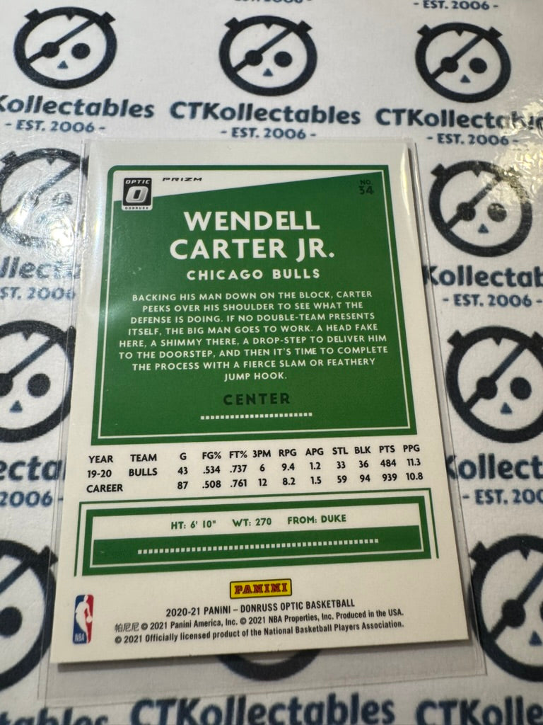 2020-21 NBA Donruss Optic Wendell Carter Jr. Pink Hyper Prizm #34 Bulls