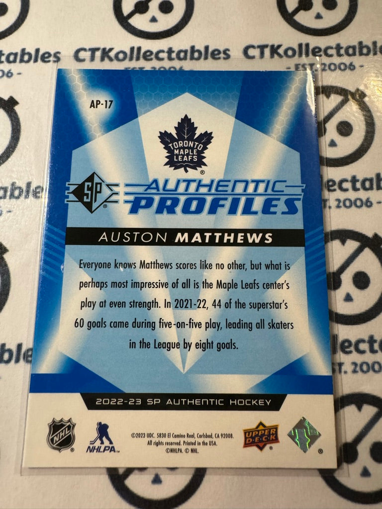 2022-23 NHL SP Hockey Authentic Profiles Auston Matthews Blue Parallel  #AP-17