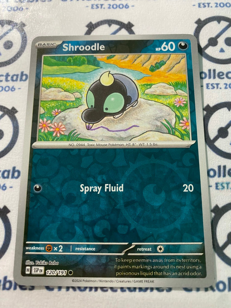 Shroodle Reverse Holo #120/191 Surging Sparks Pokémon TCG 2024