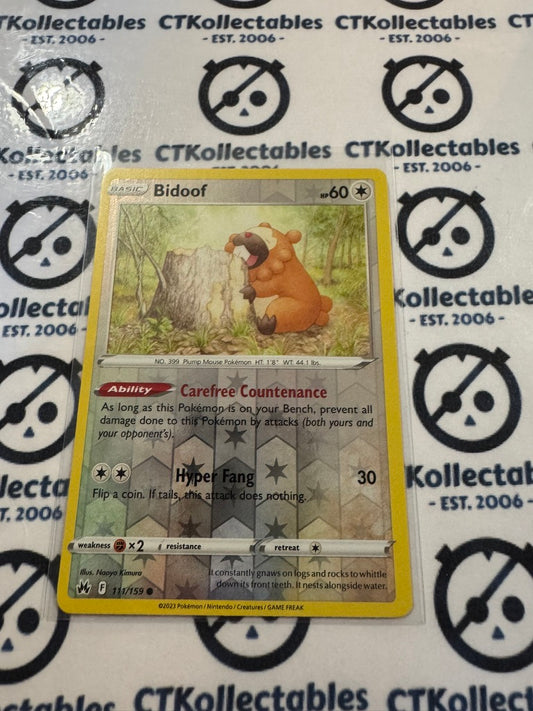 Bidoof Reverse Holo #111/159 Crown Zenith Pokémon Card
