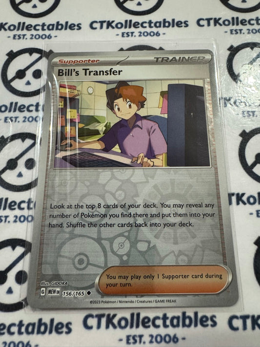 Bill's Transfer Reverse Holo #156/165 Scarlet & Violet 151 Pokemon Card