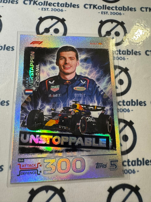 2024 Topps Turbo Attax F1 - Max Verstappen UNSTOPABLE Mirror Foil #344