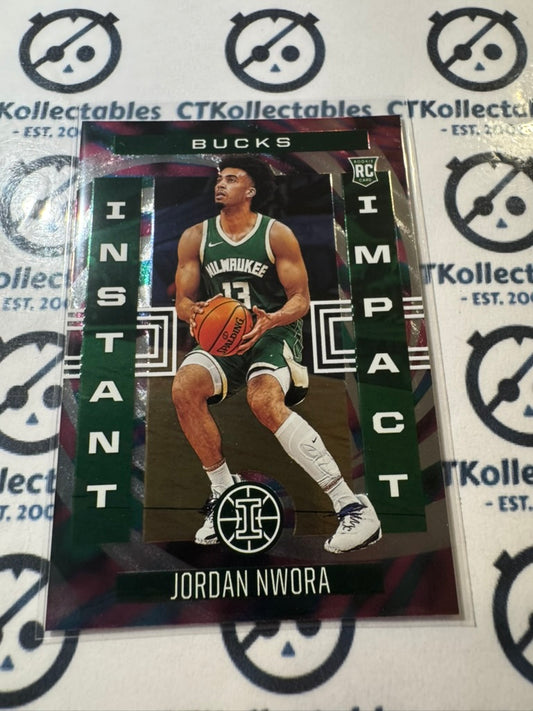 2020-21 NBA Panini Illusions Jordan Nwora Instant Impact RC Rookie #25 Bucks