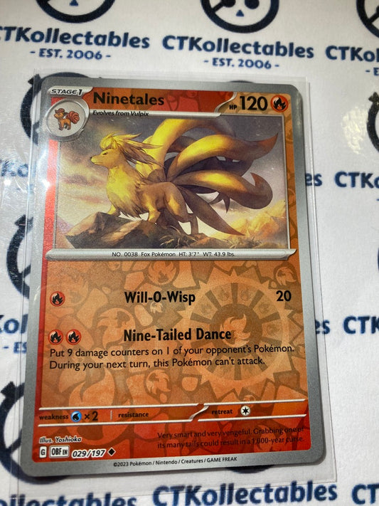 Ninetales Reverse Holo #029/197 2023 Obsidian Flames Pokemon Card