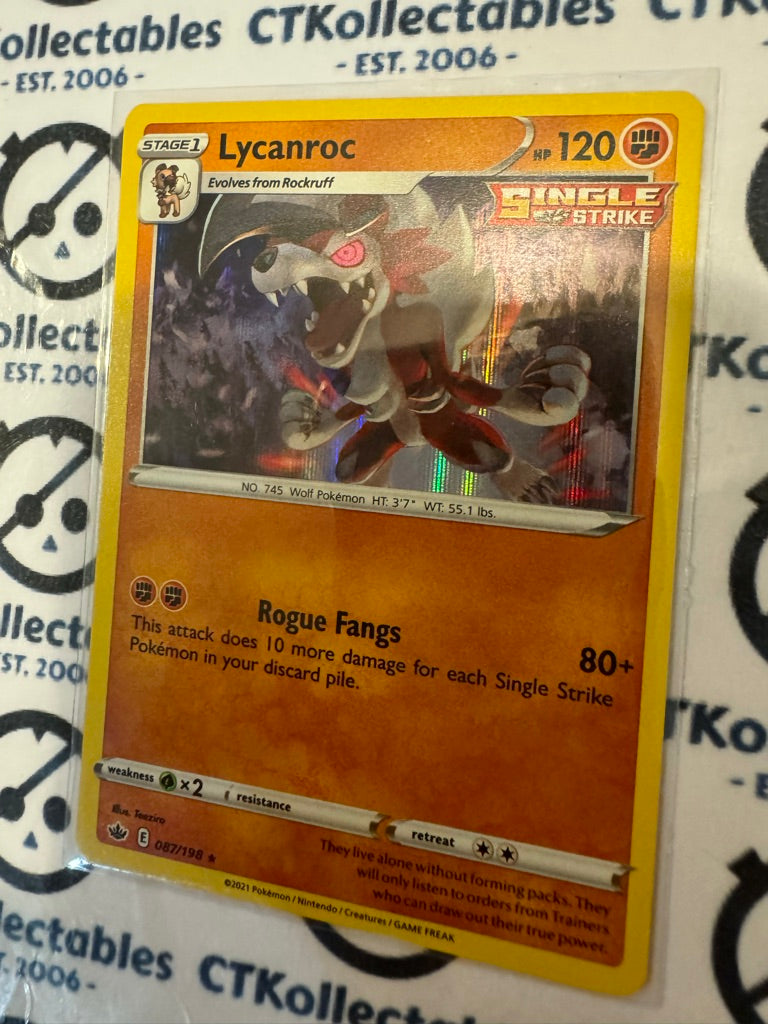 Lycanroc Holo Rare #087/198 Pokemon Card Chilling Reign