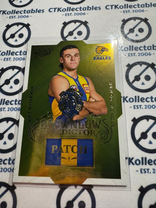 2025 AFL Footy Stars Brownlow Predictor Patch Jake Waterman Gold #101/220 Eagles