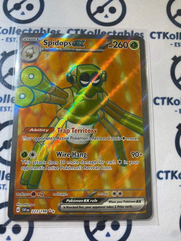 Spidops Rairty Spidops EX Full Art #223/198 2023 Scarlet & Violet Pokémon TCG ...