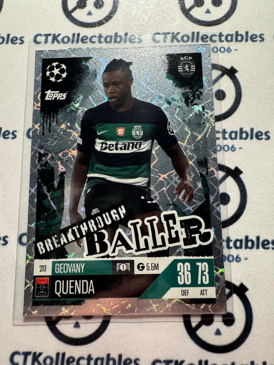 24/25 TOPPS MATCH ATTAX Geovany Quenda Breakthrough Baller #213