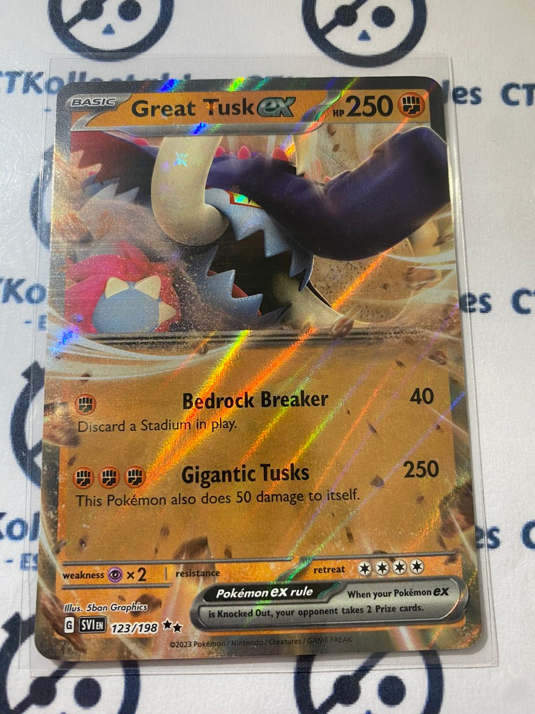 Great Tusk EX Ultra Rare #123/198 2023 Scarlet & Violet Pokémon TCG