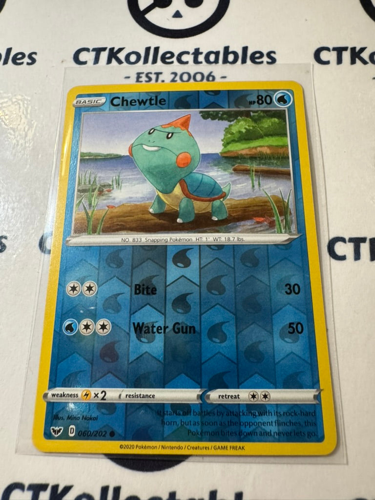 Chewtle #060/202 Reverse Holo -Sword & Shield Pokemon Card