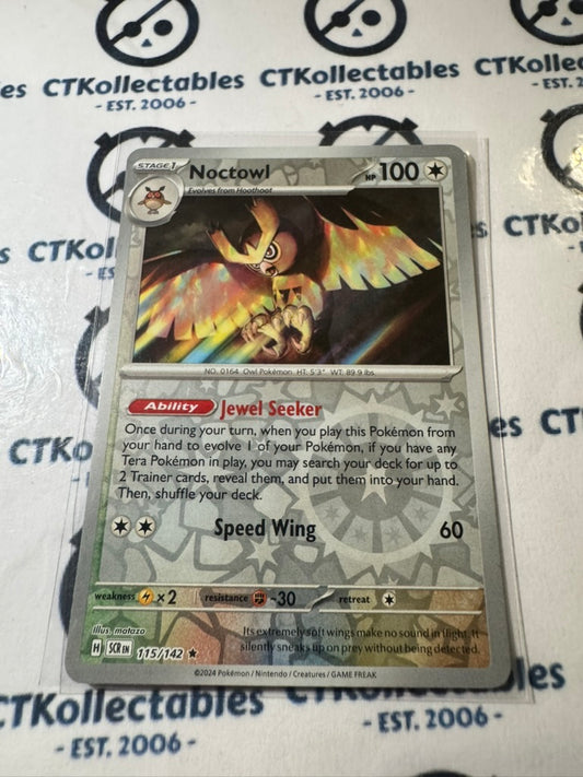 Noctowl Reverse Holo #115/142 Stellar Crown Scarlet & Violet Pokemon
