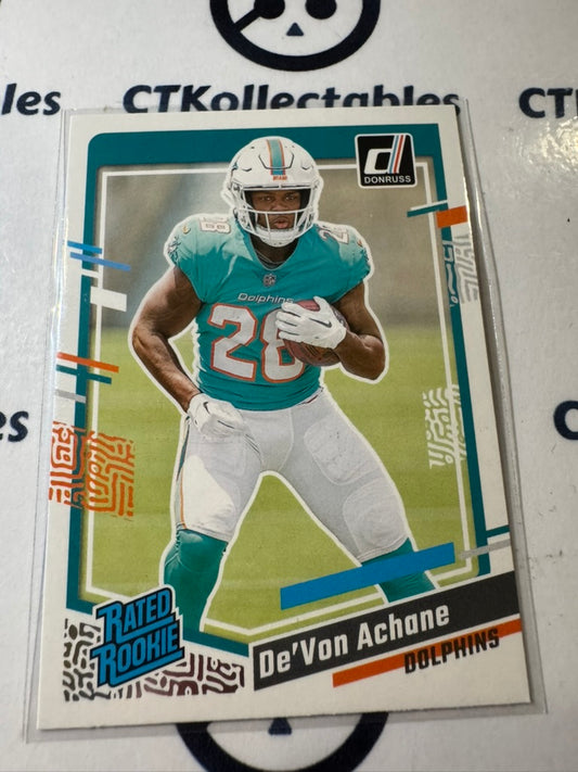 2023 NFL Panini Donruss Rated Rookie #365 De’Von Achane Miami Dolphins