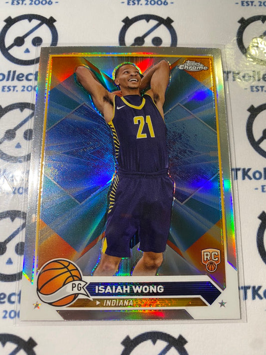 2023/24 Topps NBA Chrome Isaiah Wong Rookie RC Silver Refractor #80 Pacers