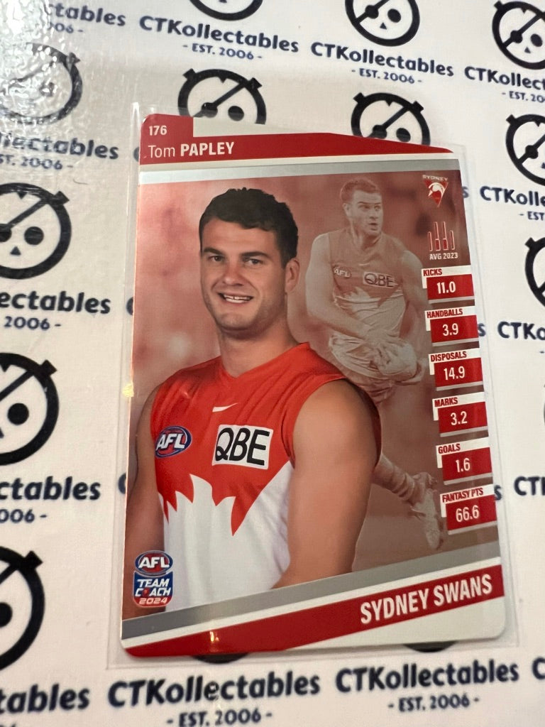 2024 AFL Teamcoach Silver Card #176 Tom Papley Swans