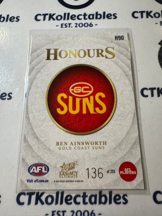 2024 AFL Legacy Ultimate Ben Ainsworth Honours #136/255 Suns