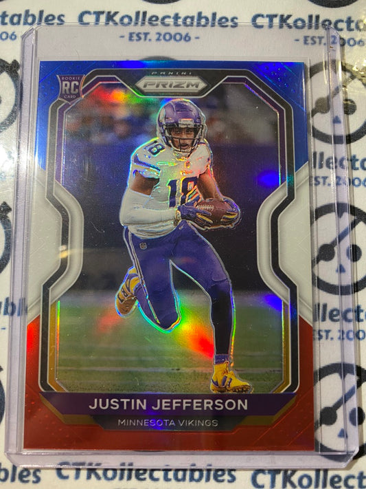 2020 NFL Prizm Justin Jefferson Red White & Blue RC Prizm #343 Vikings