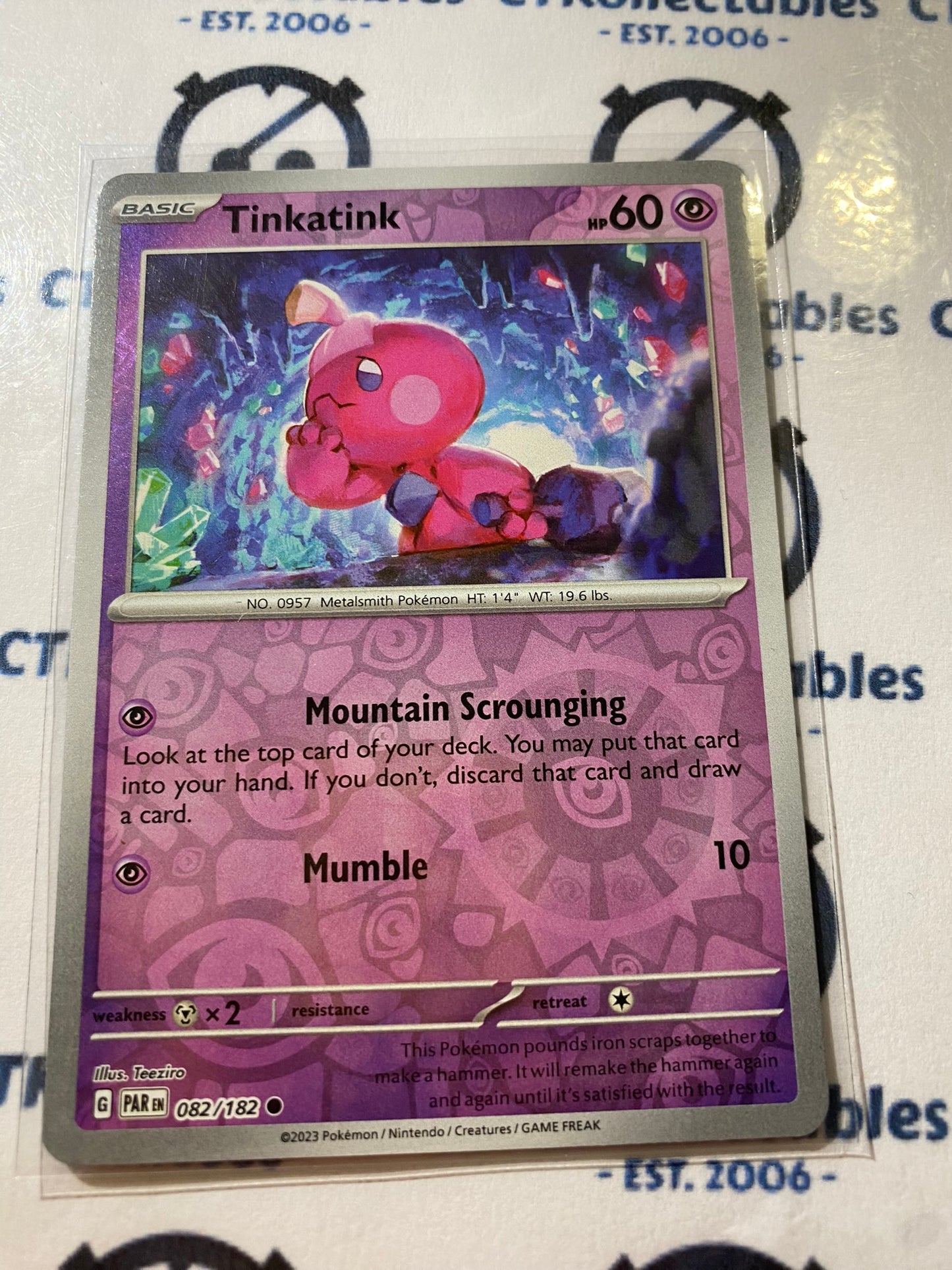 Tinkatink Reverse Holo #082/182 2023 Scarlet & Violet Paradox Rift Pokémon TCG