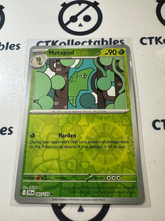 Metapod Reverse Holo #002/159 Journey Together Pokemon Card TCG